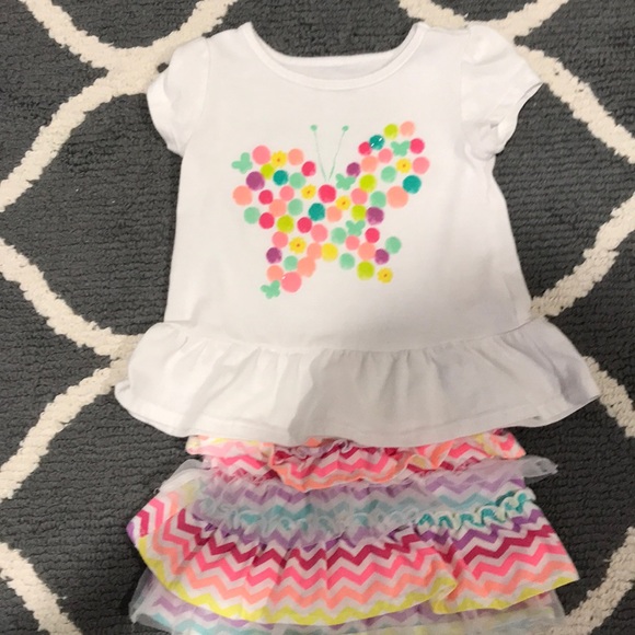 Other - 2T girl summer outfit- butterfly shirt with skort